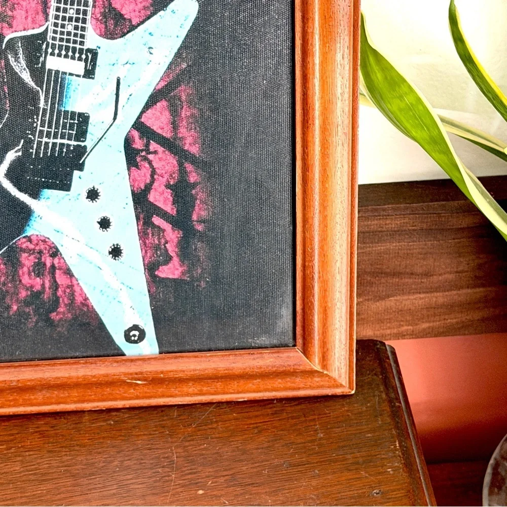 Pantera Electric Guitar Old School Metal Canvas Art Print Vintage Wood Framed